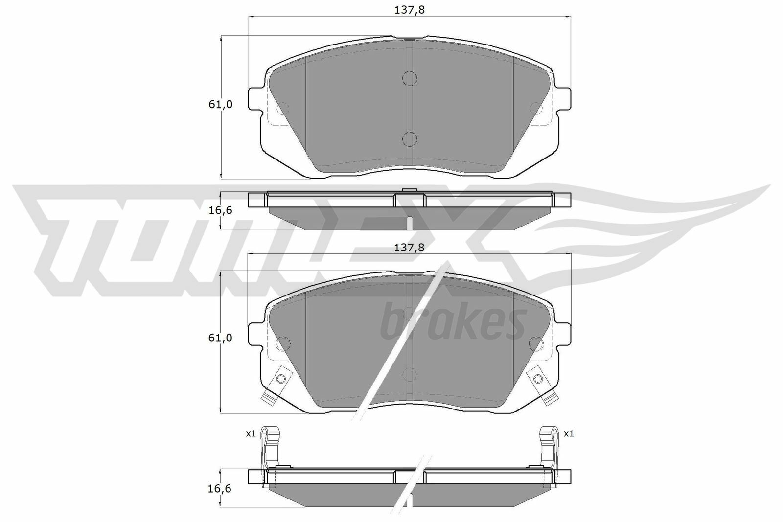 Sada brzdových destiček, kotoučová brzda TOMEX Brakes